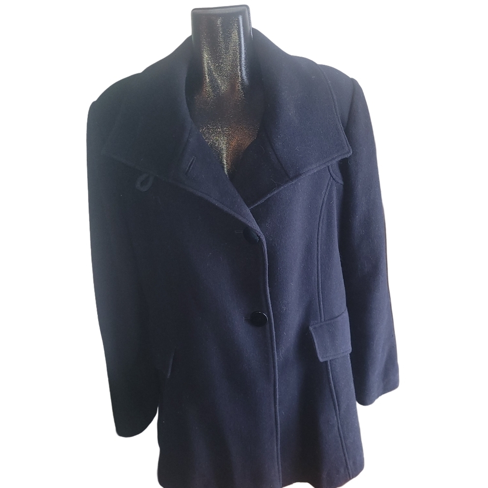 Niccolini Black Wool and Cashmere Blend Pea Coat Size 16
